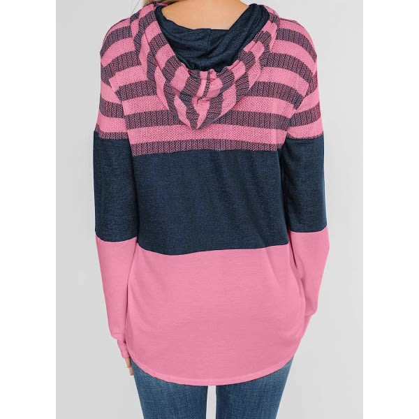 IC Actloe Dam Långärmad Randig Color Block Casual Huvtröjor