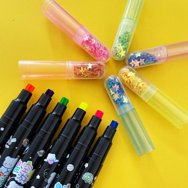 IC 6 färger/ set Kawaii Star Highlighter Pen Candy Color e Stamper