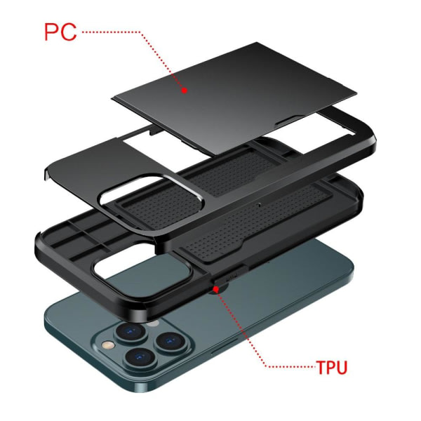 IC iPhone 13 Pro - Hybrid Skal Med Kortlomme - Sort