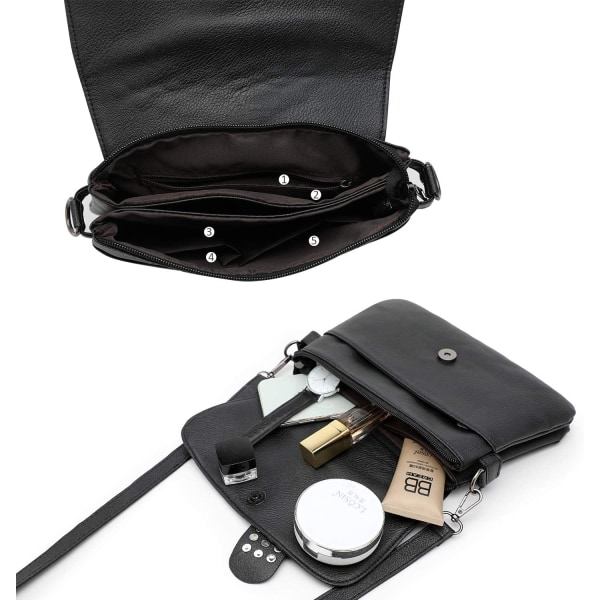 IC Gothic Skull Nit Dubbad Crossbody-väska för damer PU-läder Messenger-axelväska Armbandsväska Plånboksväska