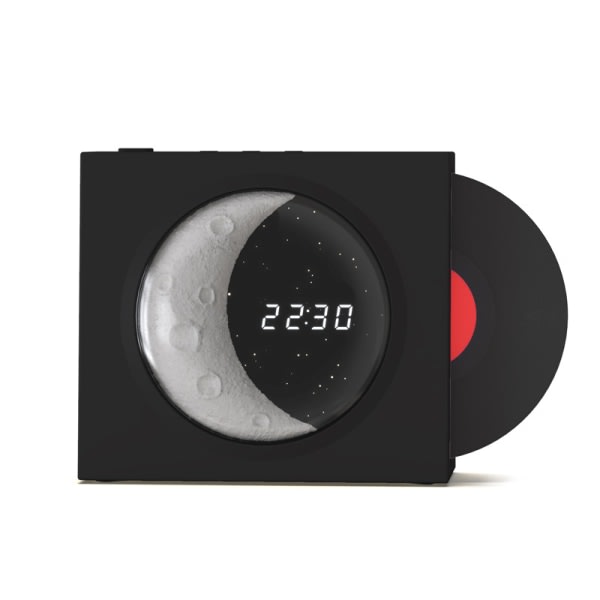 IC Vinylafspiller Bluetooth-højtalare Moon Clock Starry Sky Lampe sort