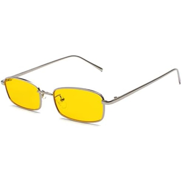 IC Retro rektangulära solglasögon för kvinnor män fyrkantiga smala hiphop solglasögon med liten ram