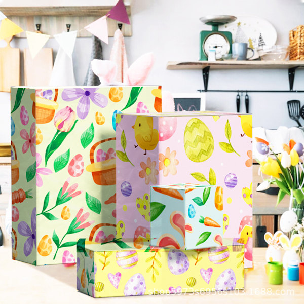 Vår Påskägg kanin kycklingar liten fräsch presentförpackning dekoration yttre omslagspapper 12 sheets (69*51cm)