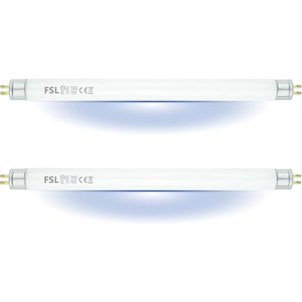 FSL T5 F6W BL Erstatningspære for Fluefangerlampe, 22.6cm UV-rør for 12W Myggdreper/Insektdreper (2 stk)