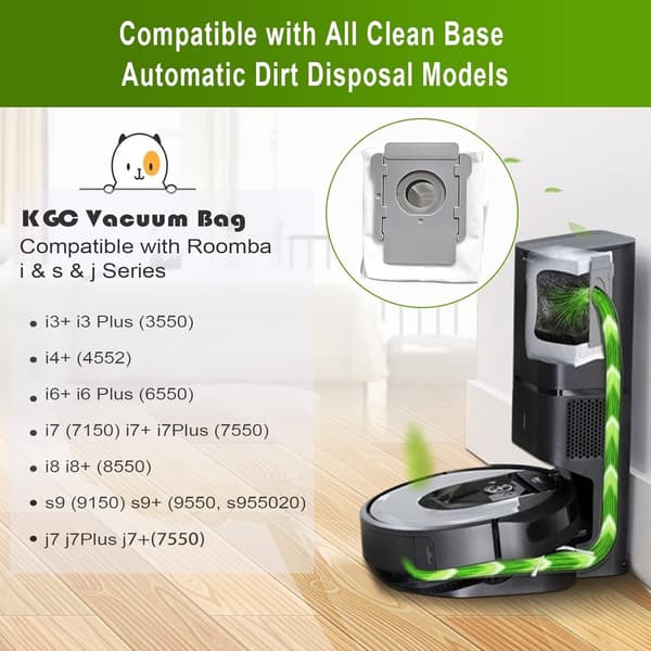 10 engångsdammsugarpåsar för iRobot Roomba i7/i3/s9/E5/E6 – för alla Clean Base-modeller