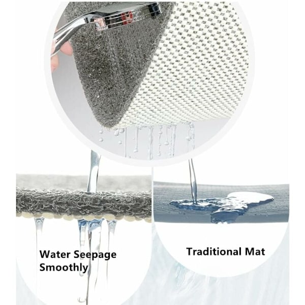 Brusemåtte til indendørs brusebad, skridsikker loofah-bademåtte, anti-skimmel, anti-bakteriel, blød PVC-bademåtte til badeværelse, vådt brusebad (40 x 60 cm, grå)