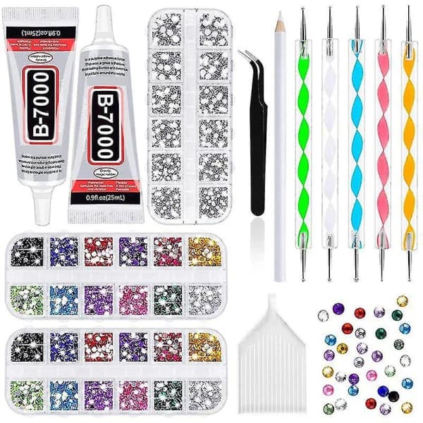 4000 Rhinestones 2st 25ml Lim til Rhinestones, 1 Vokspen til Kunst