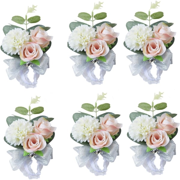 IC Bröllop Brudtärna Handledsblomma Corsage Bröllopsplanerare Handleds Corsage Handblomma, paket med 6