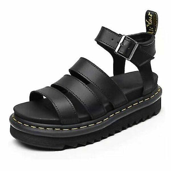 Naisten Paksupohjaiset Sandaalit Paksu Pohja Nauhamaiset Block Flatforms Kengät Kesä Uusi Koko musta 43