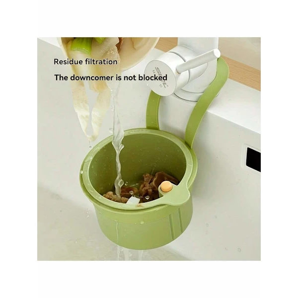 Self-cleaning sink strainer with push function and removable base - Heavy-duty ABS plastic kitchen drain strainer, dishwasher Green Green
