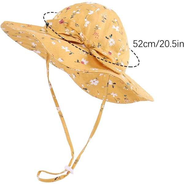 IC Söta tecknade/blommiga solhattar för baby /pojkar Justerbar solskyddshatt med bred brätte Cap