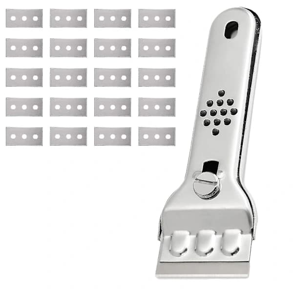 Stainless Steel Ceramic Hob Scraper, Glass Scraper for Induction Cooker, Hob Scraper with 20 Blades, For Windows/Mirrors