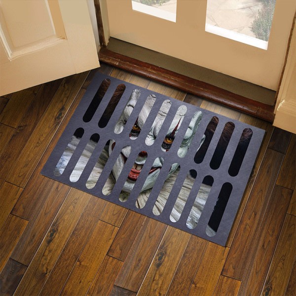 IC Clownfälla Skräck Badrumsmatta Halloween Mattor 3D Illusion Entra A3  50×80cm