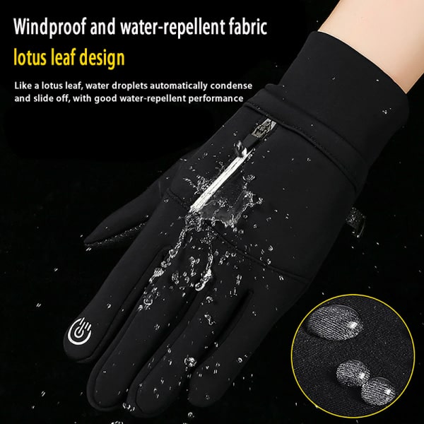 Touch Vinter Termiska Varma Hel-Finger Handskar Svart M