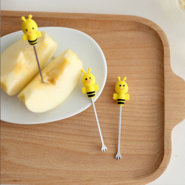 IC 7 st/ set Mini Bee Fruktgaffel rostfri Tårta Dessertsallad