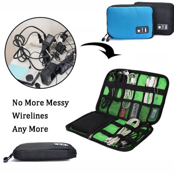 IC Outdoor Travel Kit Vattentät Nylon Kabelhållare Väska Elektronisk Grå en størrelse