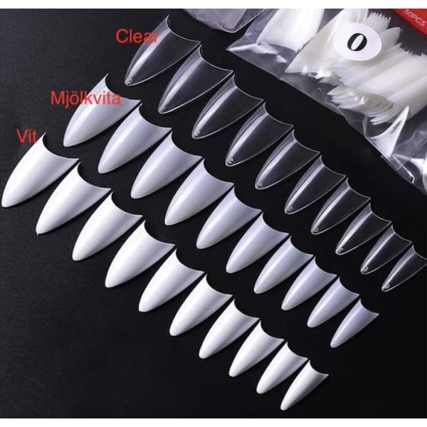 500 st Stiletto Nagelspetsar Lösnaglar Nagelspetsar Clear