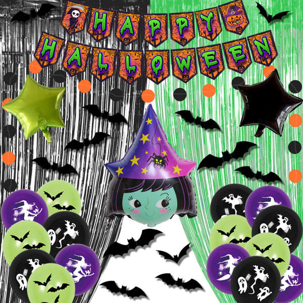 IC Halloween Ballong Set, Bar Mall dekoration Happyhalloween Pull Flag Death Ballong Set