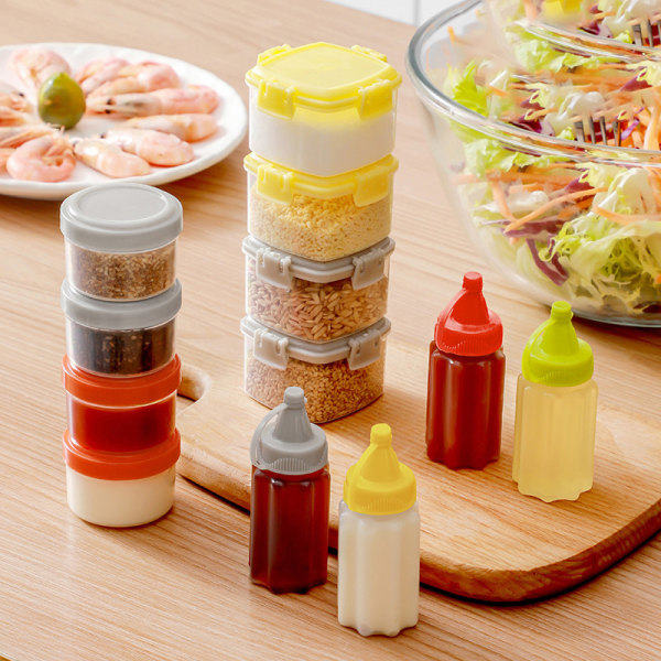 IC 4-pack Mini Plast Såsburkar Kryddburkar Salladsdressing Grön Rund