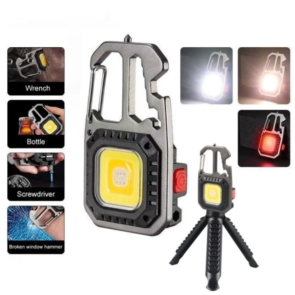 IC Pro Multifunktionel COB Arbejdslampe LED Lommelygte USB Opladbar Sort One Size