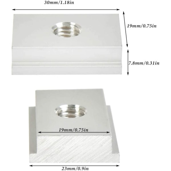 IC NOE 10 st 30x23mm M8 T-mutter, glidmutter, aluminiumlegering