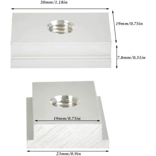 IC NOE 10 stk 30x23mm M8 T-mutter, glidemutter, aluminiumlegering