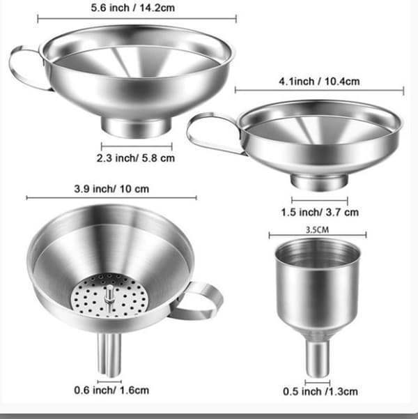 Trattar, 4-pack kökstrattar i rostfritt stål, sylttratt, för glasflaskor, kryddburkar, hälla vätskor, diskmaskinssäker