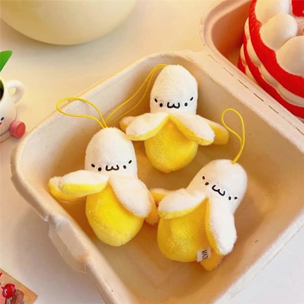 Funny Banana Plush Keychain Fruit Pendant Keyring Soft Fruit Toy for Backpacks and Keychains Bag Accessories