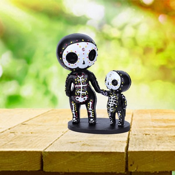 IC Sugar Skull Par Rose Figur Till Døden Harpiks Samleobjekt