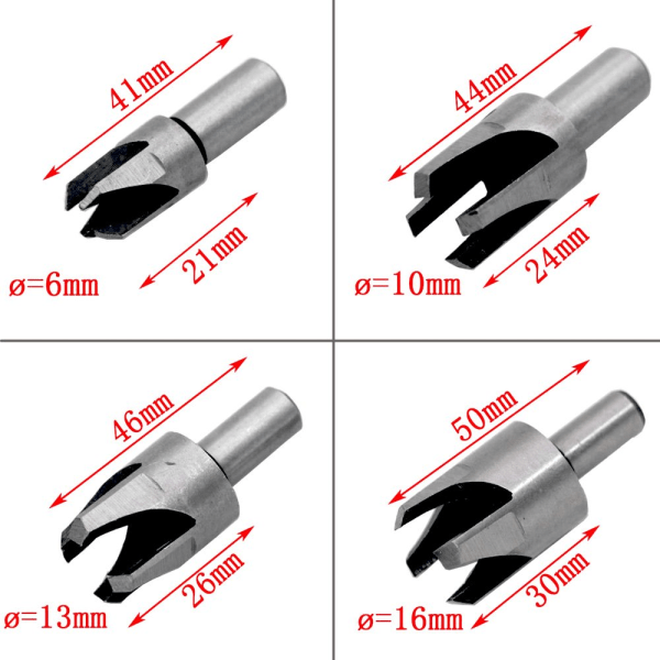 IC 8 ST Cap Træskæringsværktøj Træpropper Bits Træpropper Fræser 6 mm / 10 mm / 13 mm / 16 mm