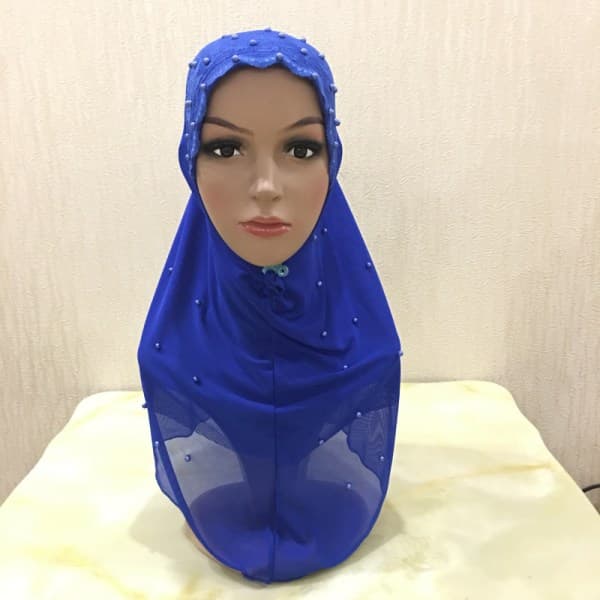 IC Chiffon Muslimsk Hijab Dubbel Mesh Pärlad Hijab - Mörkgrå