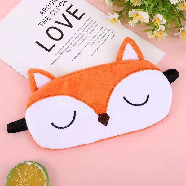 Ögonmask för sömn med söt räv i orange - 3D mjuk fluffig tecknad ögonmask för sömn, resor och andning - Barn och vuxna