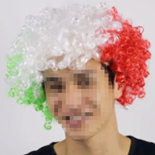 IC 2st National Flag Short Curly Wig World Cup Short Curly Flag