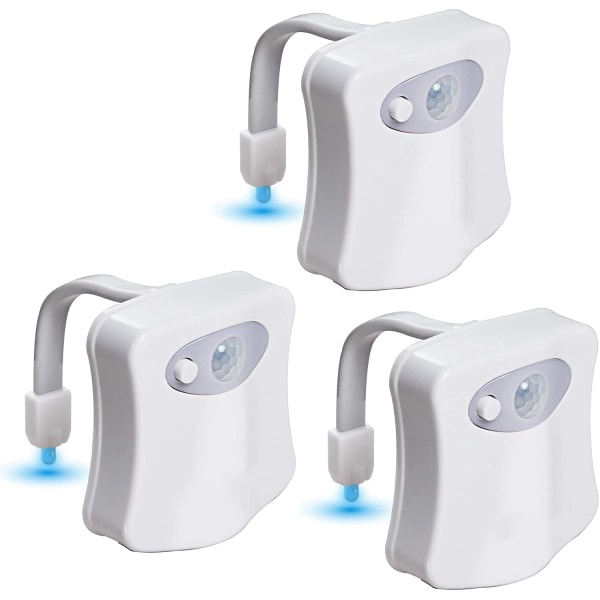 IC Toilettenatslys 3-pak Aktiveret LED-lys 8 Farver Udskiftning af Toiletbæger Natslys til Badeværelse Batteri Medfølger Ikke