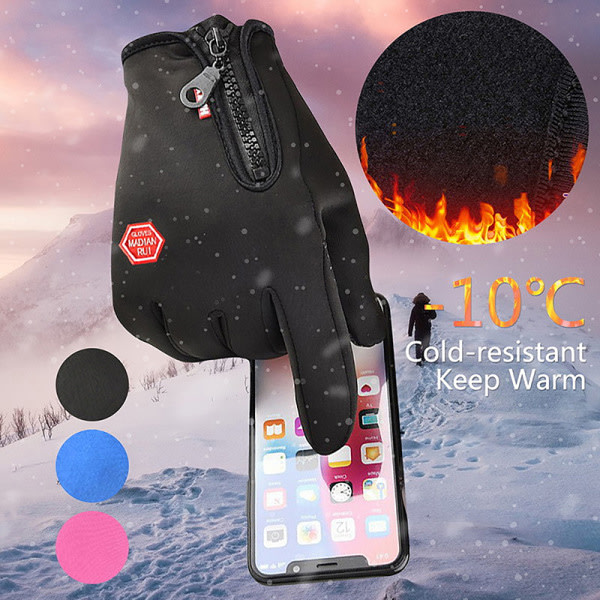 1 par varma vinterhandskar Touch Thermal Mitten-handskar Black L