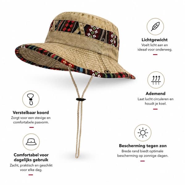 Bøtte Solhat, Let Åndbar Sammenfoldelig Tekstil Med Hagesnor Til Mænd Og Kvinder, Rejser, Strand Og Vandreture, Khaki
