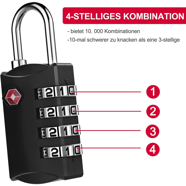 IC NOE Lås, Resväsklås, 4-siffrig Kombinationskod