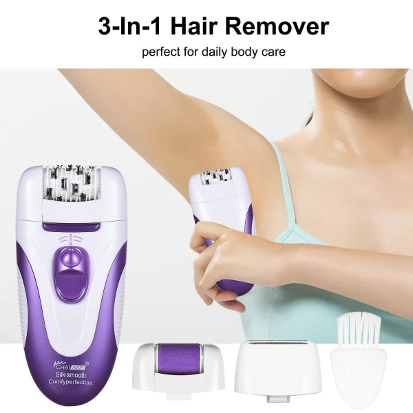 3-i-1 hårborttagningsmedel Elektrisk rakmaskin Hårepilator för kvinnor hårborttagning Rakapparat Trimmer för armarmar Bikini Ben uppshårborttagning IC