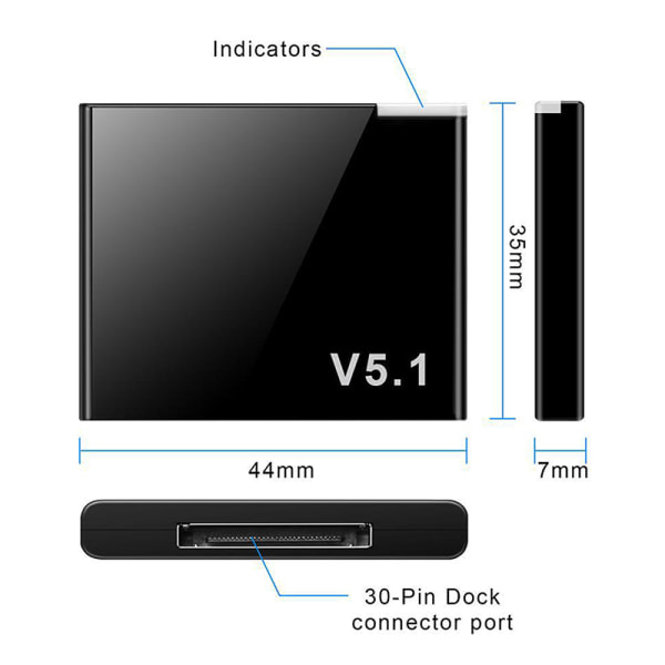 Bluetooth 5.1 Musikmottagare Trådlös Stereo eller 30-stifts Adapter