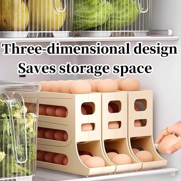 2 st äggbehållare för kylskåp, äggdispenser automatisk rullande äggbricka Förvaring 30 ägg Transparent 1PCS Transparent 1PCS