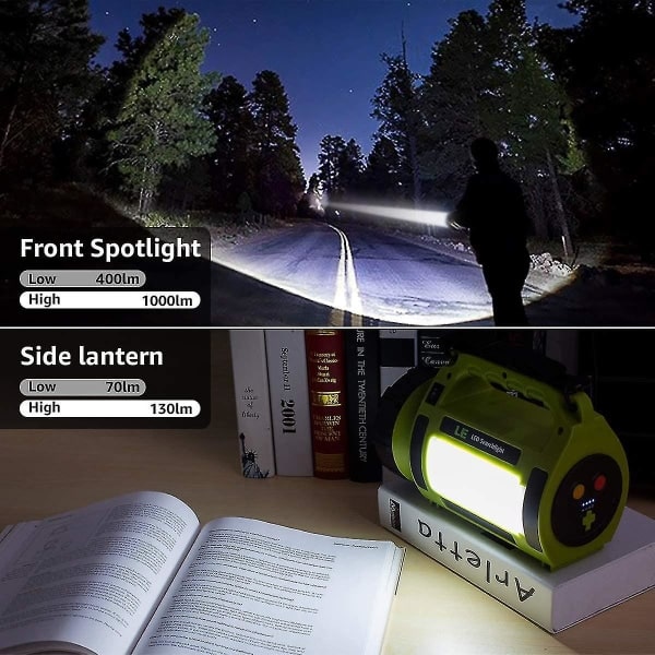 IC CNE Oppladbar LED Campinglykt, 1000lm, 5 Lysmoduser