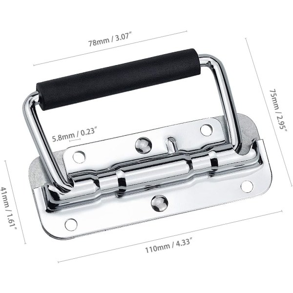 IC 2 ST Klappbart håndtak i rustfritt stål 110 X 41 mm, Sølv