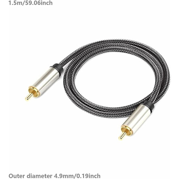 Coaxial Digital Audio Kabel, HiFi 5.1 SPDIF RCA til RCA Han til Han, til Digital Audio og Komposit Videokabler (Størrelse: 1.5m)