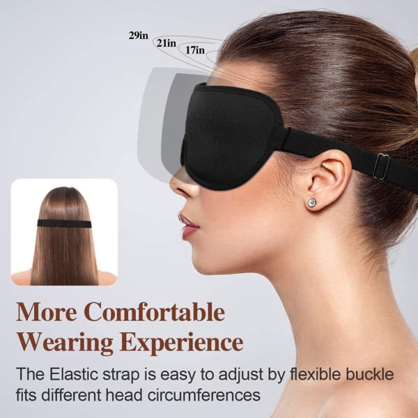 IC Unimask, Pehmeä ja Hengittävä Unimask, Säädettävä Hihna, 3D Blackout-Unimask Unettomuuteen