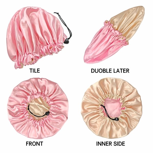 3-pack Satin Bonnet för barn - Nattsömnmössor, Justerbar Sovmössa, Mjuk Sidenblomma, Nattmössor