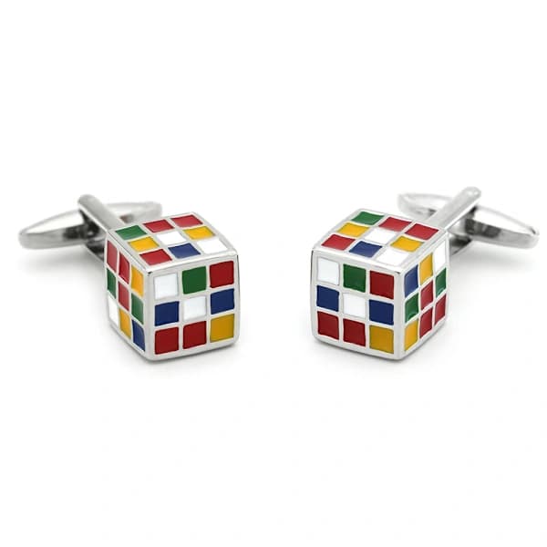 3D Rubiks Terning Manchetknapper | Unikke Skjortemanchetknapper | Til Mænd & Børn | Gaver til Bryllupper, Konfirmationer, Dåb & Begivenheder