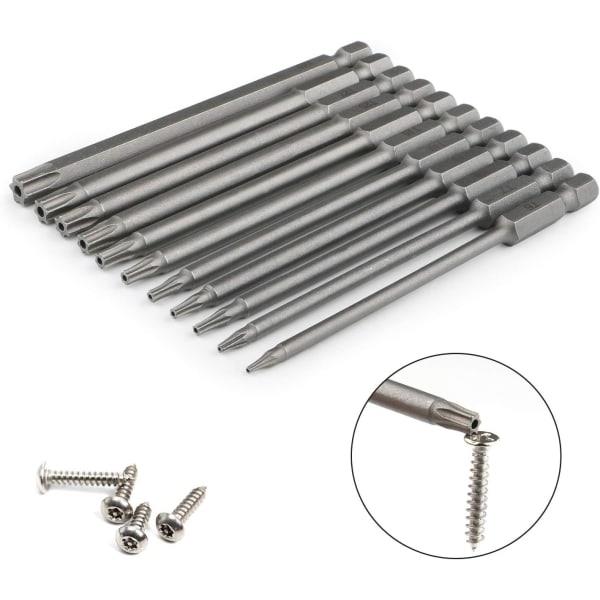 IC Sæt med 11 ekstra lange (100 mm) og magnetiske sekskantede Torx-bits - Elektrisk skruetrækker