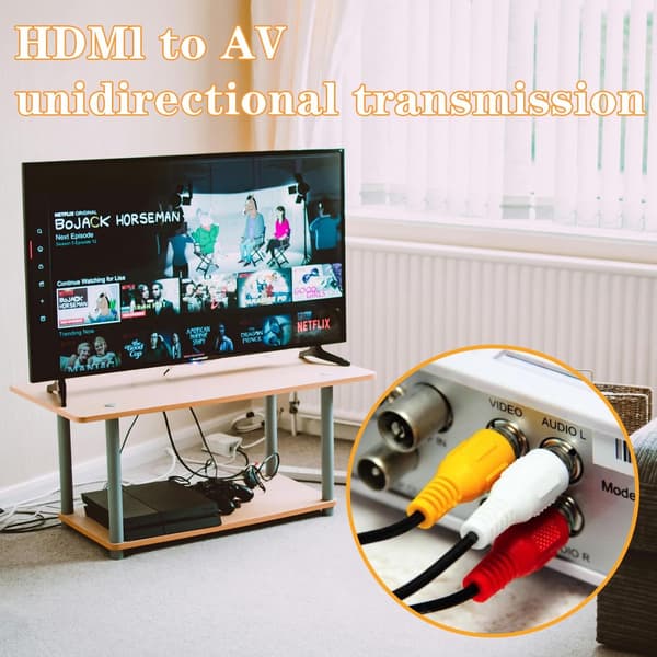 HDMI to RCA Cable - 1.5m - Video Adapter Cable - 1080P Full HD Video/Audio - TV Cable - Black