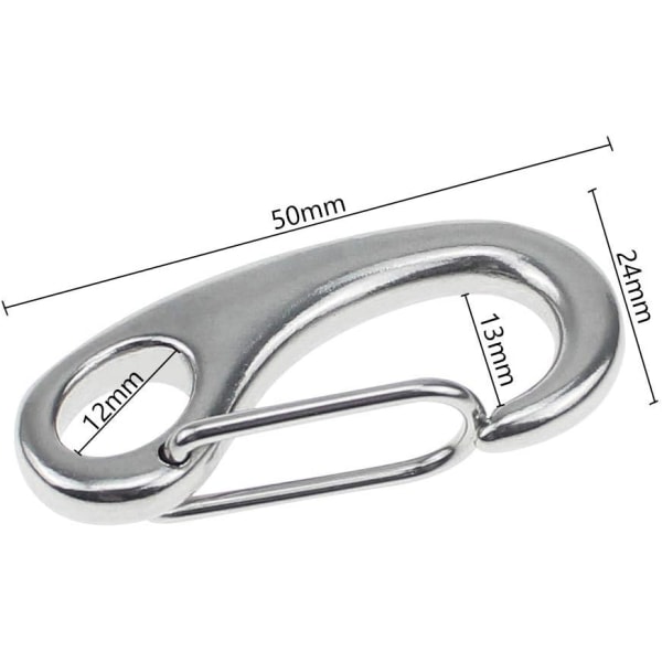 4 delar 50 mm rostfritt stål klätterkarbinspänne Silver Sp IC