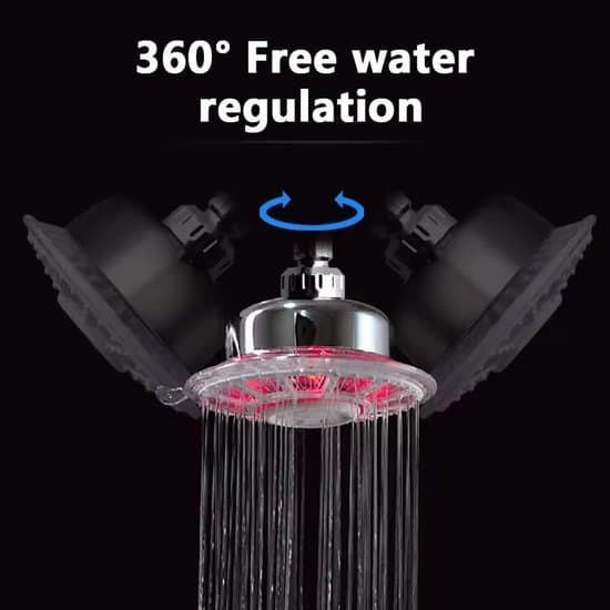 LED dusjhode med 7 fargeskiftende lys, regndusjhode med 2 spraymoduser for bad, kromfinish